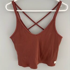 Vuori Rust Ribbed Crop Top
